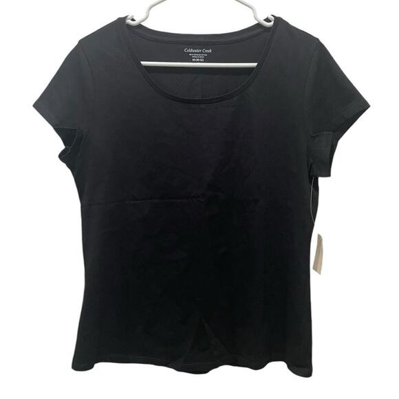 NWT Coldwater‎ Creek Basic Black T-shirt Short Sleeve Pima Cotton- M (8-10) - Picture 1 of 5